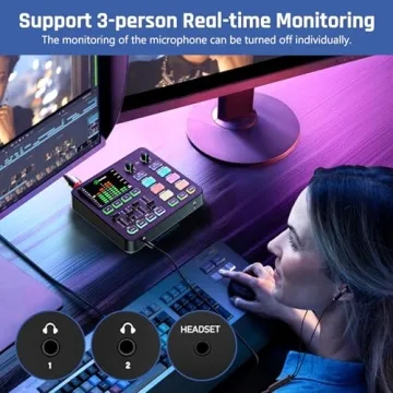 PUPGSIS Audio Mixer with Bluetooth & RGB Lighting