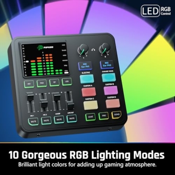 PUPGSIS Audio Mixer with Bluetooth & RGB Lighting