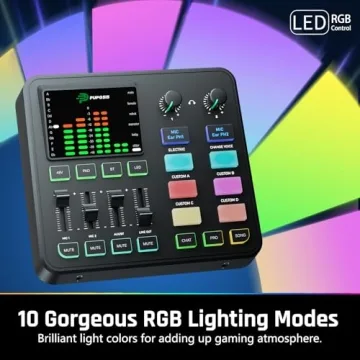 PUPGSIS Audio Mixer with Bluetooth & RGB Lighting