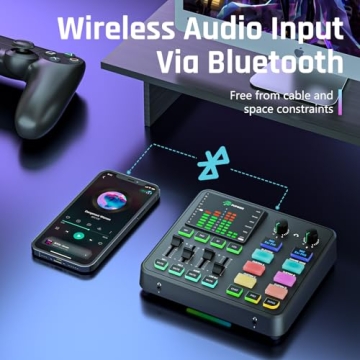PUPGSIS Audio Mixer with Bluetooth & RGB Lighting