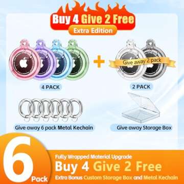 4 Pack Airtag Holder,Airtag Case Waterproof for Apple Airtags 4 Pack with Airtag Keychain,Compatible...