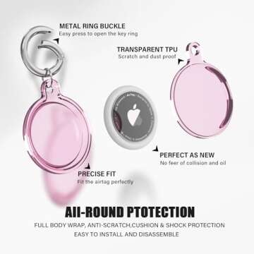 4 Pack Airtag Holder,Airtag Case Waterproof for Apple Airtags 4 Pack with Airtag Keychain,Compatible with Apple Air Tag,Dust and Scratch Proof Air tag Holder for Dog,Cat, Bags, Keys, Luggage- 4 Color