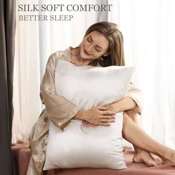 Adubor Silk Pillowcase - Mulberry Silk Pillow Case, 23 Momme 6A Grade Fibers, 900 Thread Count, Silk Pillow Cases for Hair and Skin Health, with Hidden Zipper (Queen 20''x30'', Lvory White, 1PC)