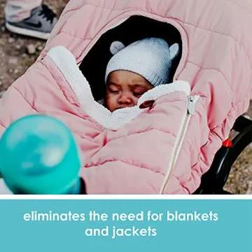 JJ Cole Winter Baby Car Seat Cover - Winter Car Seat Cover for Baby Seat or Stroller - Infant Car Seat Covers with Warm Sherpa Lining - Blush Pink