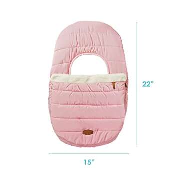 JJ Cole Winter Baby Car Seat Cover - Winter Car Seat Cover for Baby Seat or Stroller - Infant Car Seat Covers with Warm Sherpa Lining - Blush Pink