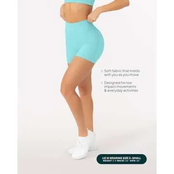 PAVOI ACTIVE Sculpting Shorts | High Waisted Butt Shaping 4" Women's Biker Low Impact Shorts | FlexFlow | Medium, Caribbean Sea