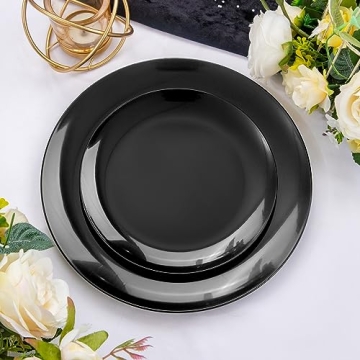 PULOTE 100PCS Elegant Black Disposable Plates - Perfect for Events!