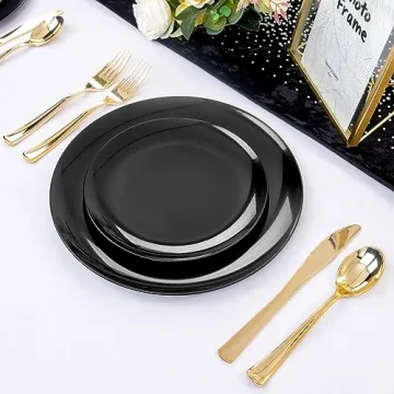 PULOTE 100PCS Elegant Black Disposable Plates - Perfect for Events!