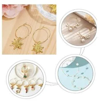 HLLMX 100 PCS 30mm Wine Glass Charms Rings Gold Plated Wine Glass Charm Rings Stainless Steel Hoop Earring Findings Golden DIY Earring Components for Women Basketball Wives Hoop Earrings