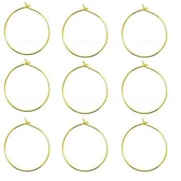 HLLMX 100 PCS 30mm Wine Glass Charms Rings Gold Plated Wine Glass Charm Rings Stainless Steel Hoop Earring Findings Golden DIY Earring Components for Women Basketball Wives Hoop Earrings