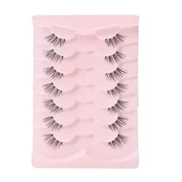 Onlyall Half Eyelashes Corner Lashes Natural Lashes Half Lashes Wispy End Lashes Corner Eyelashes 3/4 Lashes Clear Band Lashes 7 Pairs C03 (6MM-15MM)