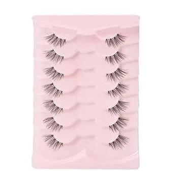 Onlyall Half Eyelashes Corner Lashes Natural Lashes Half Lashes Wispy End Lashes Corner Eyelashes 3/4 Lashes Clear Band Lashes 7 Pairs C03 (6MM-15MM)