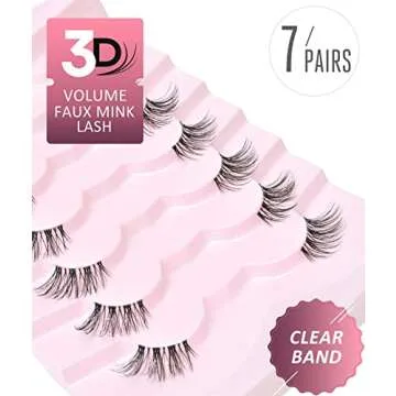 Onlyall Half Eyelashes Corner Lashes Natural Lashes Half Lashes Wispy End Lashes Corner Eyelashes 3/4 Lashes Clear Band Lashes 7 Pairs C03 (6MM-15MM)