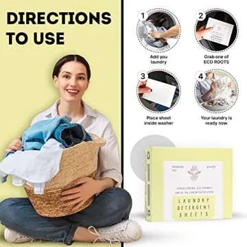 ECO ROOTS Laundry Detergent Sheets 64 loads | ECO FRIENDLY Unscented Sheets, Laundry Sheet, Liquidless Travel Size Laundry Strips Detergent, Washer Sheets, Zero Waste Plastic Free Sustainable Products