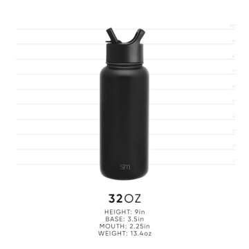 Simple Modern Disney Princess Water Bottle with Straw Lid Vacuum Insulated Stainless Steel Metal Thermos | Gifts for Women Men Reusable Leak Proof Flask | Summit Collection | 32oz