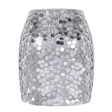 MANER Women's Sequin Mini Skirt for Night Out Events
