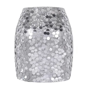 MANER Women's Sequin Mini Skirt for Night Out Events
