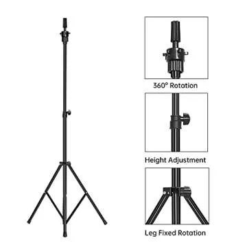 XFMF Mannequin Head Stand, Adjustable (32.3-53 inch) Metal Wig Stand Tripod for Canvas Head, Styrofoam Head, Hairdressing Training (Black)