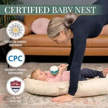 Blissful Beginnings Organic Baby Lounger with Travel Bag- Adjustable Lounger for 12-24 Months Babies...