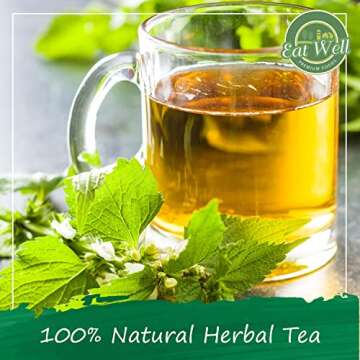 Eat Well Premium Foods Nettle Leaf Tea Bags, 100 bags Bulk Size 4.4 oz, 100% Natural Nettle Leaves Tea, Tea for Home or Office, Herbal Tea Bags, Herbal Tea Gift, 100 Herb Tea Bags in Re-Sealable Pack