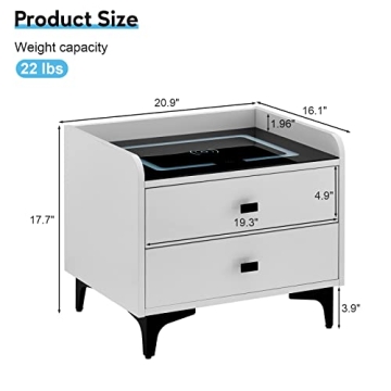 Stylish CLIPOP Nightstand with Wireless Charging and LED