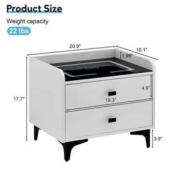 Stylish CLIPOP Nightstand with Wireless Charging and LED