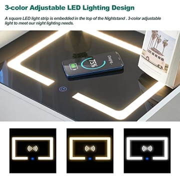 Stylish CLIPOP Nightstand with Wireless Charging and LED