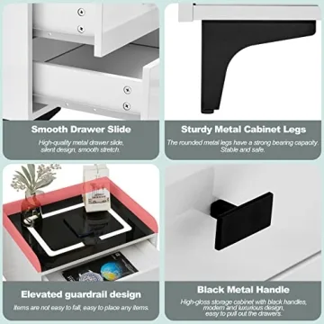 Stylish CLIPOP Nightstand with Wireless Charging and LED