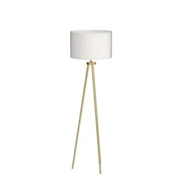 ALLDIO Tripod Floor Lamps for Living Room, Modern Standing Lamp with Drum Shade, Simple Industrial Tall Lamp, 9W LED Bulb Included - Brass