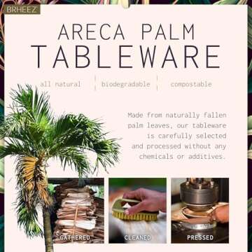 brheez Palm Leaf Party Plates 25 Ct 12 Inch Eco Friendly Compostable Biodegradable Elegant Bamboo Look Disposable Party Plates Heavy Duty More Environmentally Friendlier Then Paper Plates