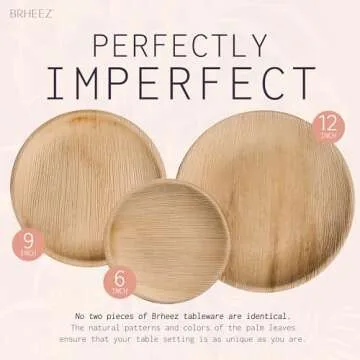 brheez Palm Leaf Party Plates 25 Ct 12 Inch Eco Friendly Compostable Biodegradable Elegant Bamboo Look Disposable Party Plates Heavy Duty More Environmentally Friendlier Then Paper Plates