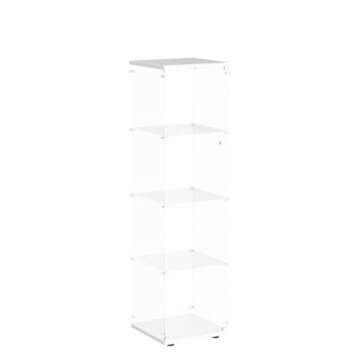 FANYUSHOW Curio Cabinets with Glass Doors, Display Case Shelf for Collectibles, 4 Shelves Glass Display Cabinet for Living Room, Home, 64.7" H x 16.7" L x 14" W White