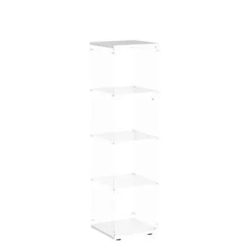 FANYUSHOW Curio Cabinets with Glass Doors, Display Case Shelf for Collectibles, 4 Shelves Glass Display Cabinet for Living Room, Home, 64.7" H x 16.7" L x 14" W White