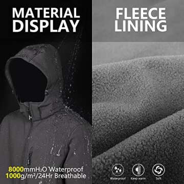 Outdoor Ventures Men's Lightweight Softshell Jacket Fleece Lined Hooded Water Resistant Winter Hiking Windbreaker Jackets