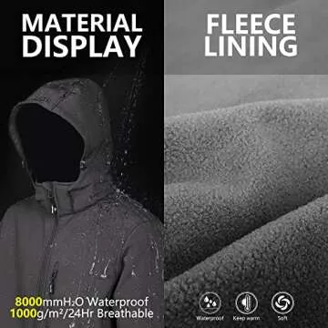 Outdoor Ventures Men's Lightweight Softshell Jacket Fleece Lined Hooded Water Resistant Winter Hiking Windbreaker Jackets