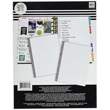 me & my BIG ideas Note Paper Sheets - The Happy Planner Scrapbooking Supplies - 40 Sheets of Pre-Punched Paper - 20 Sheets of Graph Paper, 20 Sheets of Note Paper - Make Lists, Doodle - Big Size