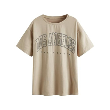 SOLY HUX Women's Graphic Oversized Tees - Vintage Letter Print Tops