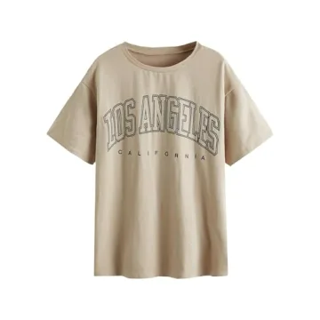 SOLY HUX Women's Graphic Oversized Tees - Vintage Letter Print Tops