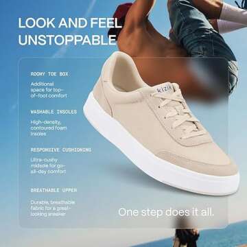 Kizik The Prague Slip-On Sneaker, Casual Trendy Hands Free Shoes Prague Bone Wide M8.5 / W10