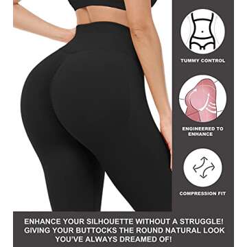 CHRLEISURE 3 Piece Workout Leggings Sets for Women, Gym Scrunch Butt Butt Lifting Seamless Leggings (AMZ025, Black S)