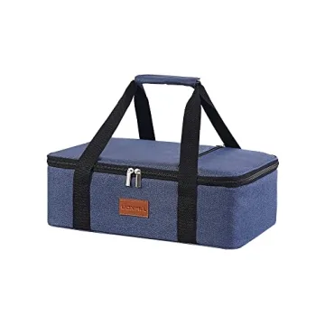 Insulated Casserole Carrier for Easy Potluck Transport, Navy Blue