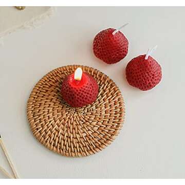 Strawberry Shaped Scented Candle,4PACK 75G Fruit Aroma Soy Wax Decorative Candle for Table Photo Prop Birthday Gift,Prefect for Meditation Stress Relief Mood Boosting Bath Yoga (Red)