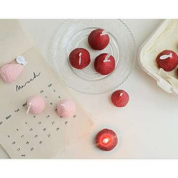 Strawberry Shaped Scented Candle,4PACK 75G Fruit Aroma Soy Wax Decorative Candle for Table Photo Prop Birthday Gift,Prefect for Meditation Stress Relief Mood Boosting Bath Yoga (Red)