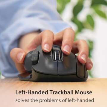 ELECOM EX-G Left Handed Trackball Mouse, 2.4 GHz USB Wireless, Ergonomic, Thumb Control, Tracking Ro...