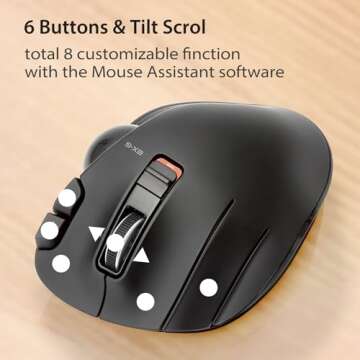 ELECOM EX-G Left Handed Trackball Mouse, 2.4 GHz USB Wireless, Ergonomic, Thumb Control, Tracking Roller Ball, 6 Programmable Buttons, Tilt Scroll