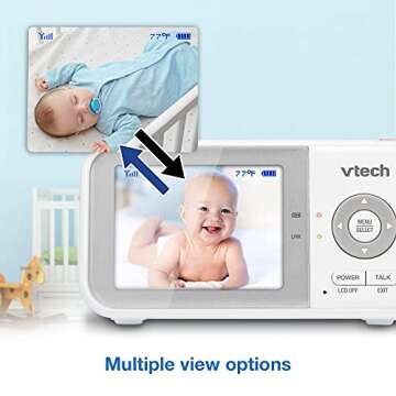 VTech VM923-2 Baby Monitor, 2.8”Screen, 1000ft Range, Pan-Tilt-Zoom, Night Vision, 2-Way Audio, Temperature Sensor, Lullabies, Secured Transmission No WiFi