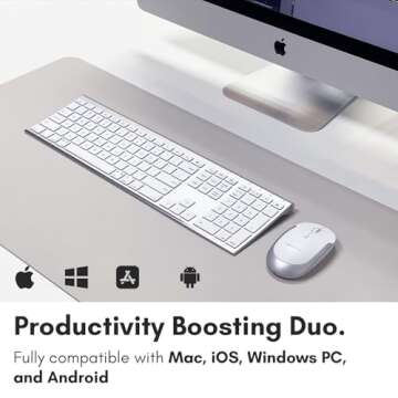 Macally Premium Bluetooth Keyboard and Mouse for Mac | Compatible Apple Wireless Keyboard and Mouse ...