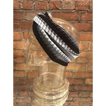 Short Headwrap Scarf Hair Tie Turban Fabric Hand Woven Breathable Gauze Bright Black White Gray