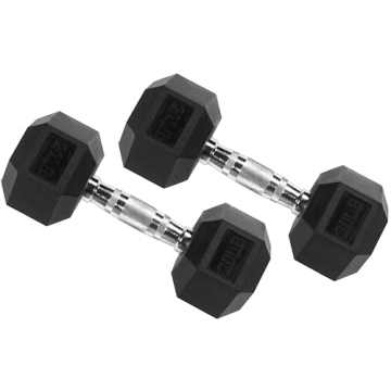 Fitvids 20LB Premium Rubber Encased Hex Dumbbells