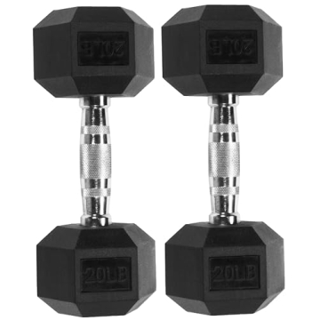 Fitvids 20LB Premium Rubber Encased Hex Dumbbells